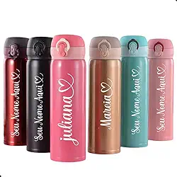Garrafa Térmica Inox 500ml Personalizada Logo Nome (VERMELHO)