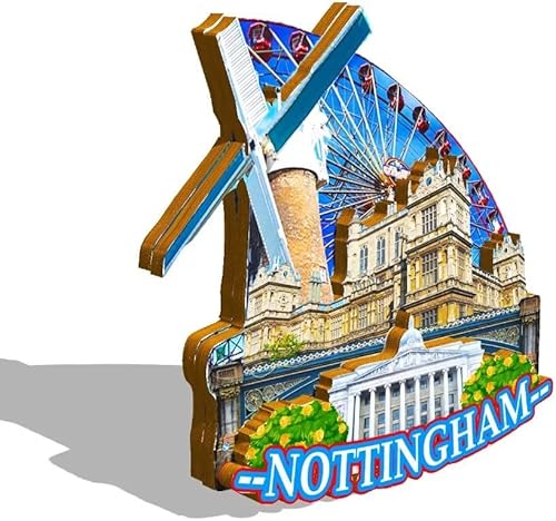 Miniatura 2 de Imán de Nottingham del Reino Unido para nevera, monumentos de madera 3D, recuerdos coleccionables, decoración hecha a mano -264
