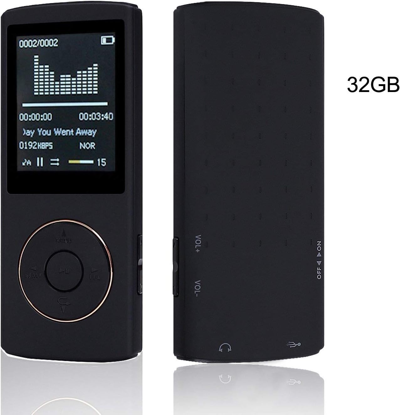 Music Player 32GB Portable Lossless Sound MP3 Player 45 Hours Playback (Black)