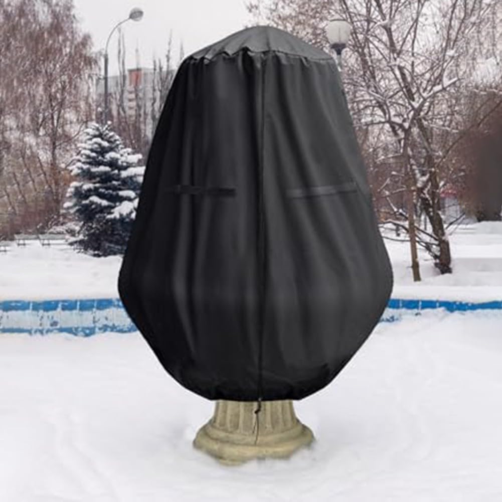 Weatherproof Garden Fountain Cover with Oxford Fabric, Zipper Opening for Access, Drawstring Bottom for Secure Fit, and Handles for Easy Removal and Protection