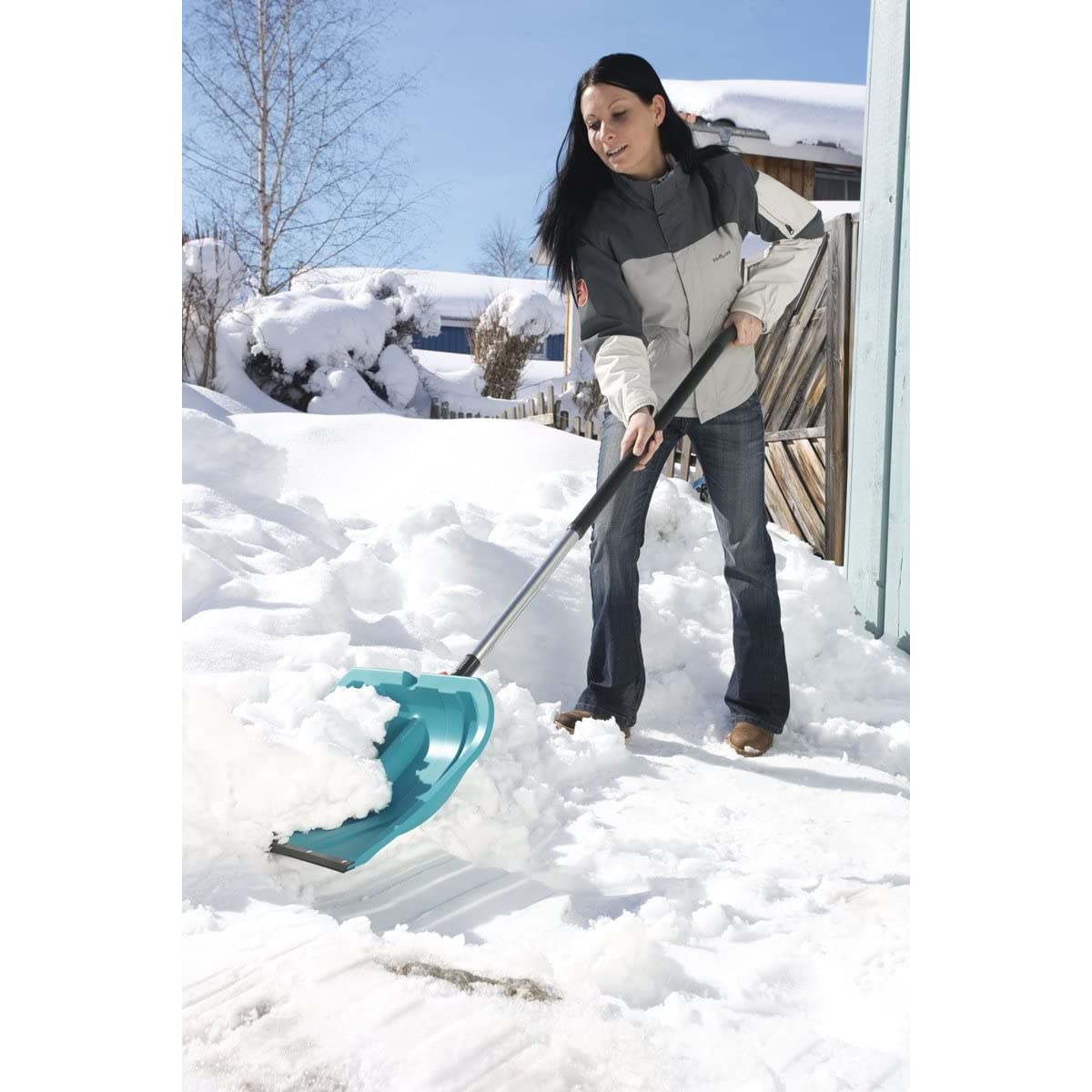Gardena Schneeschieber, Combisystem Alu 40 ohne Stiel Schneeschippe, 42 x 42 x 55 cm, Blau, 03242-24