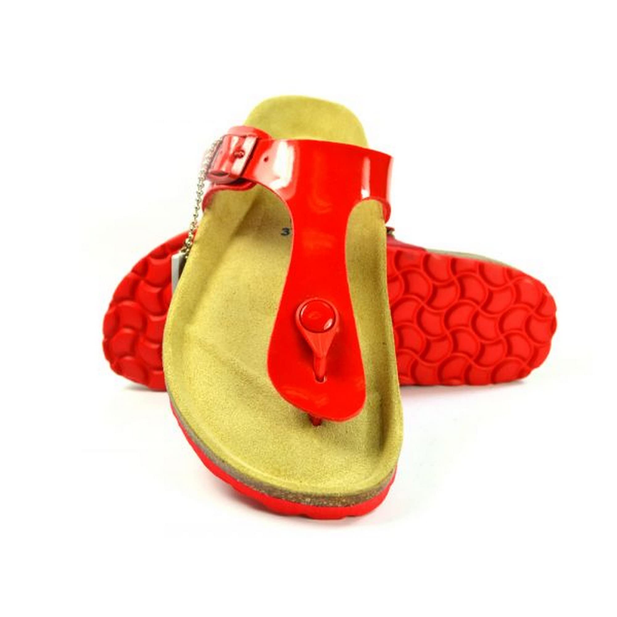 Sanosan Geneve Lacquered Red Womens Designer Thong Sandals