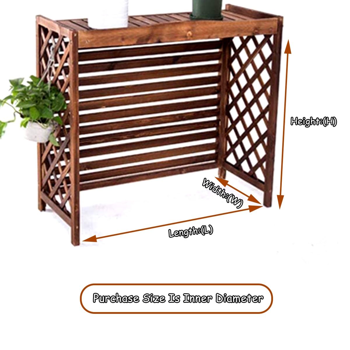 Holz Blumenständer Box Air Klima Abdeckung - Schallschutzhaube Wärmepumpe Schutzgitter - Verkleidung Klimaanlage Außengerät Sichtschutz Zäune(Brown,L96cm*W40cm*H89cm)