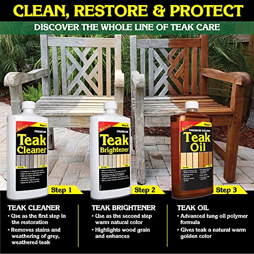 Image of STAR BRITE Premium Teak Cleaner - Restore, Renew & Refresh Old Weathered Gray Teak Furniture & Other Fine Woods - Step 1-16 OZ (081416)