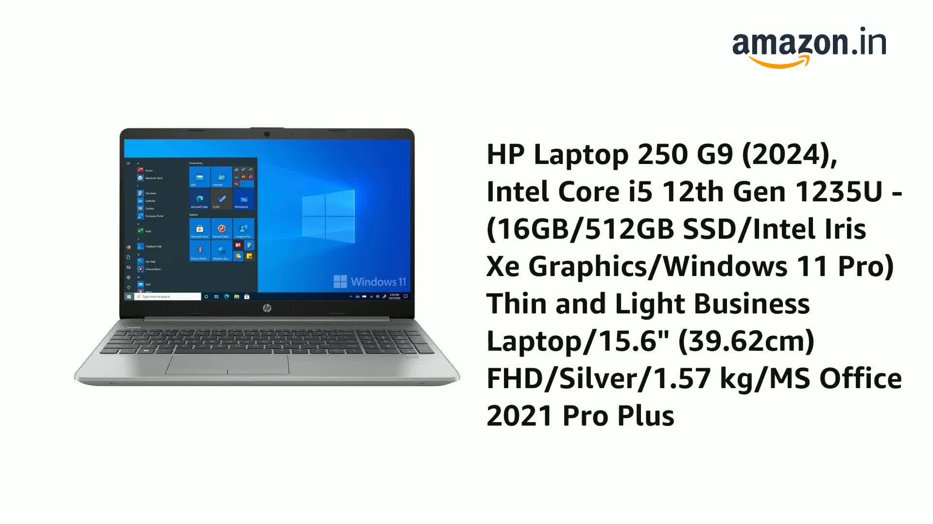 HP Laptop 250 G9 (2024), Intel Core i5 12th Gen 1235U - (16GB