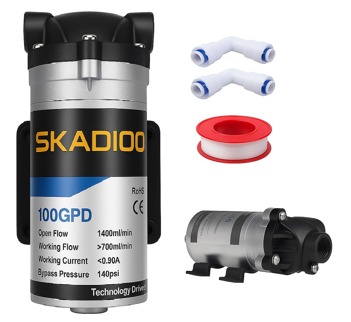 SKADIOO Full Metal RO Pump with 100% Copper Rotor, RO Booster Motor, RO Booster Pump 100gpd Original, Booster Pump for RO Purifier, Water Purifier all Type RO's, R) Water Pump, 1 piece, Silver