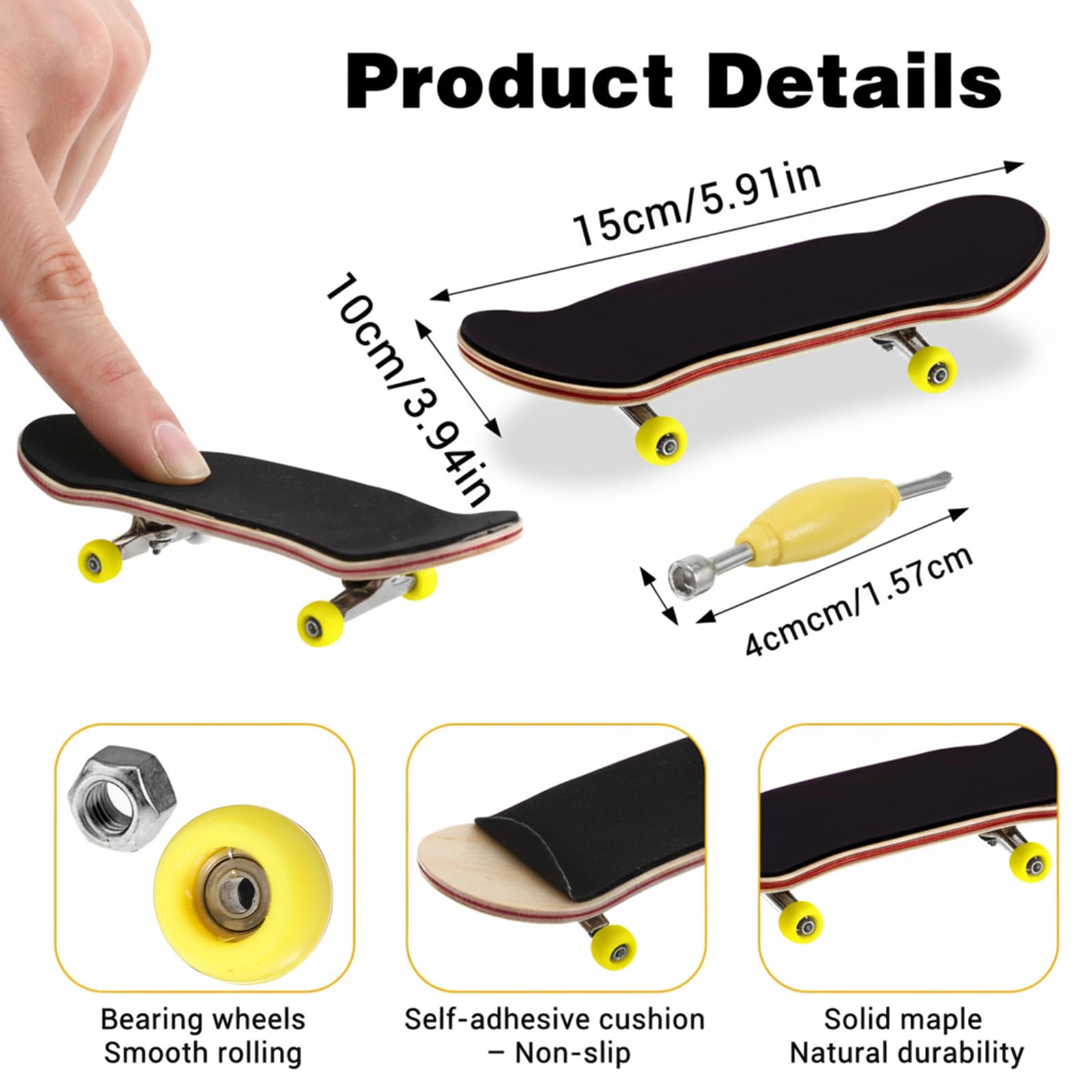 Mini Finger Skateboard, kreatywny fingerboard, profesjonalna deskorolka palcowa, zabawka palcowa z drewna klonowego, dla entuzjastów jazdy na deskorolce, prezenty urodzinowe dla dzieci, mini gry