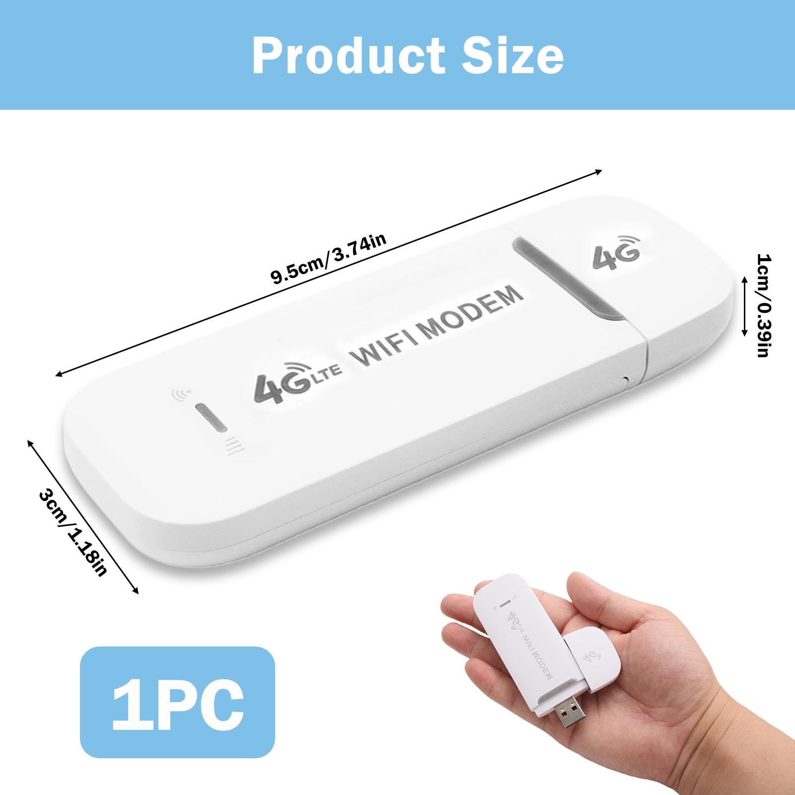 4G USB Dongle Modem Portable WiFi with SIM Card Slot Travel Wireless Router Pay as You Go USB Plug Modem Hotspot Pocket Router 150Mbps High Speed Mobile Internet Adapter for Phones Laptops Car Outdoor — view 2