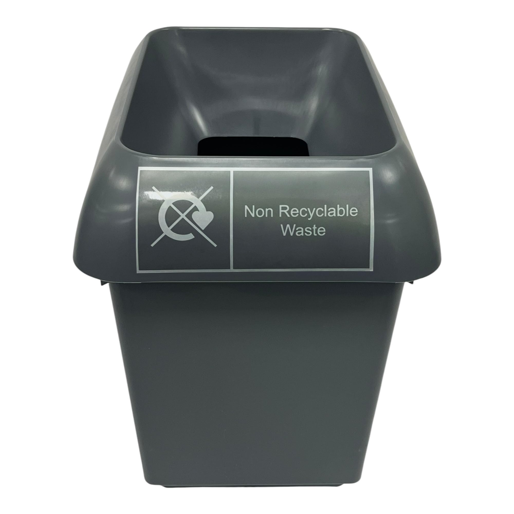 Chabrias Ltd 30 Litre Recycling Waste Bin Dark Grey & Non-Recyclables Logo Recycling Bin – UK Made 100% Recycled Plastic – Colour Coded for Simpler Recycling