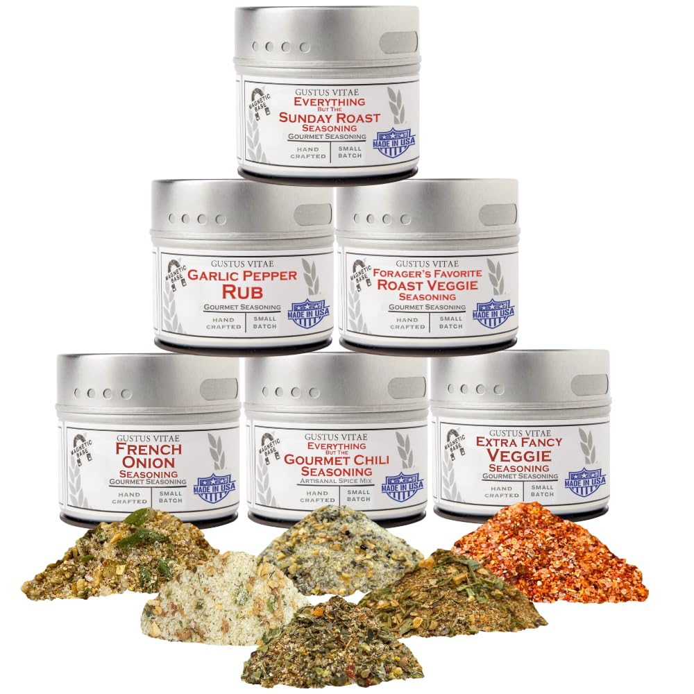 Slow Cooker Seasonings | Authentic Small Batch Seasoning Mixes | 6 Gourmet All Natural Spice Blends | Hand Packed, Non GMO | Ultra Premium | Sustainably Sourced | Made in USA | GLP-1 Friendly | Small Batch | Artisanal Spice Blends, Marinades, and Rubs | Gustus Vitae | All Occasion Gift