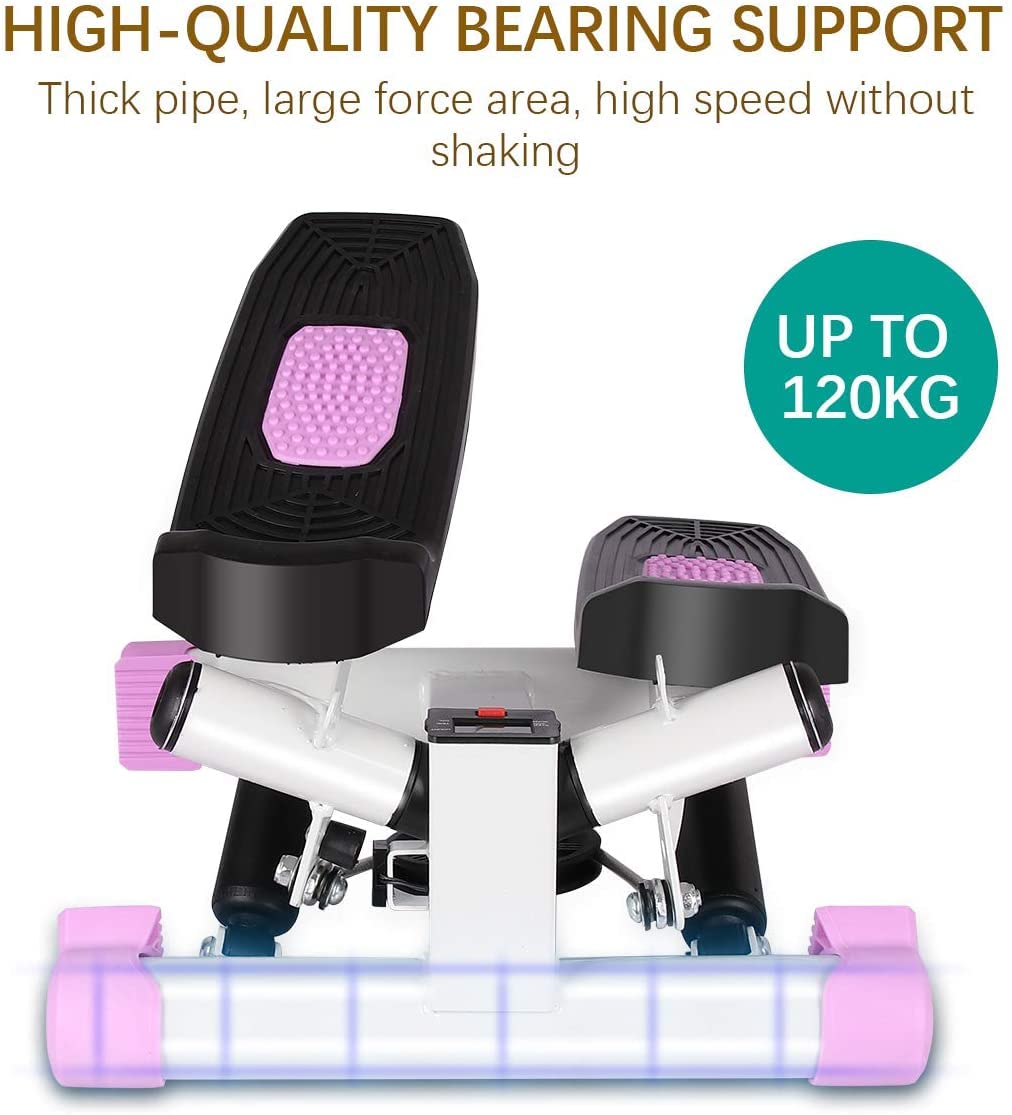 Stepper - Fitness - Mini-stepper 2-en-1, LCD, cordes - Noir