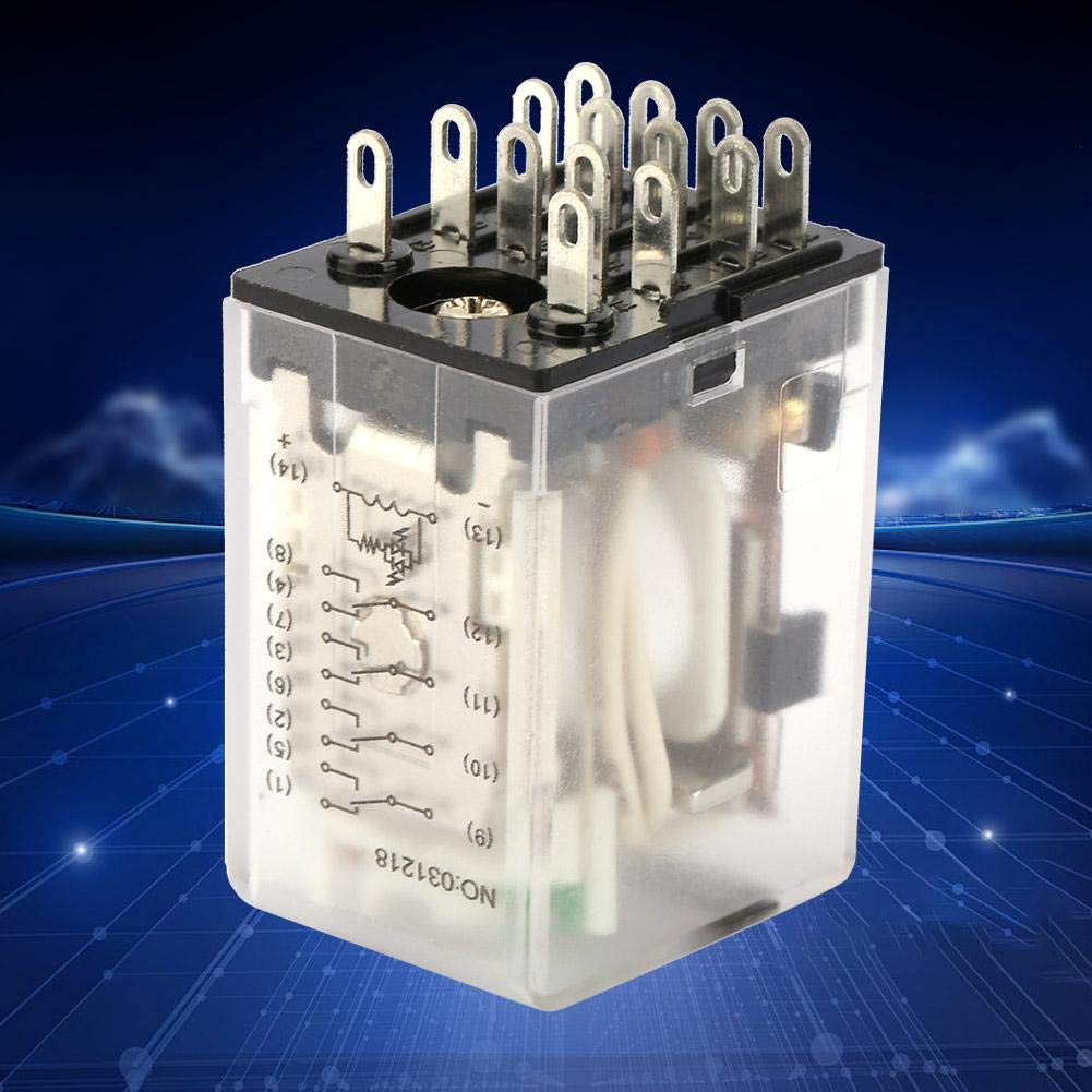 Keenso Przekaźnik pośredni 14 Pin 5A 6VDC / 12VDC / 110VDC Mini Power przekaźnik pośredni przekaźnik elektromagnetyczny BEMM4C do urządzeń automatyzujących, szafek sterowniczych (12VDC)