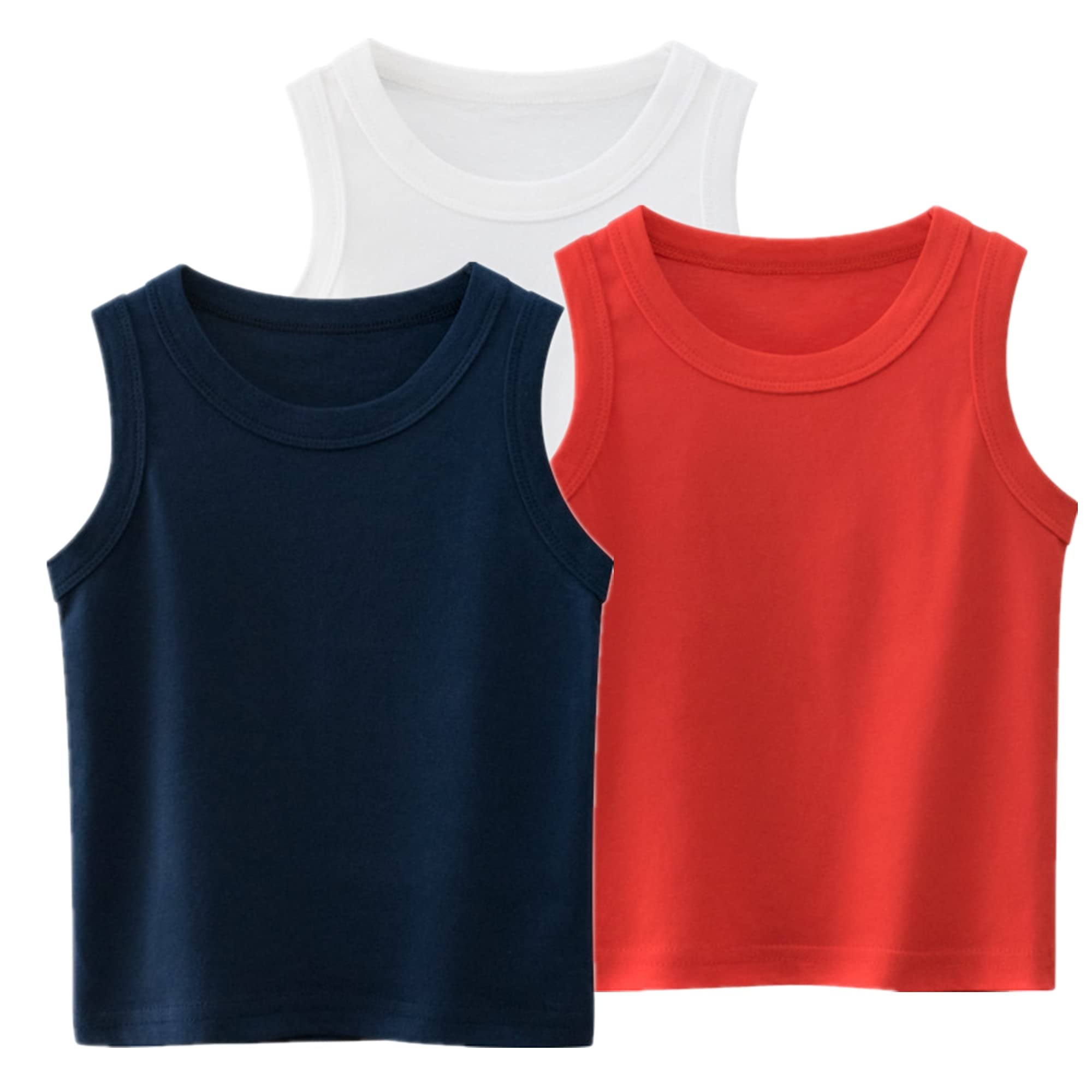 Sooxiwood Little Boys Tank Top 100% Cotton Solid Color Soft Summer Sleeveless Shirt Kids Vest
