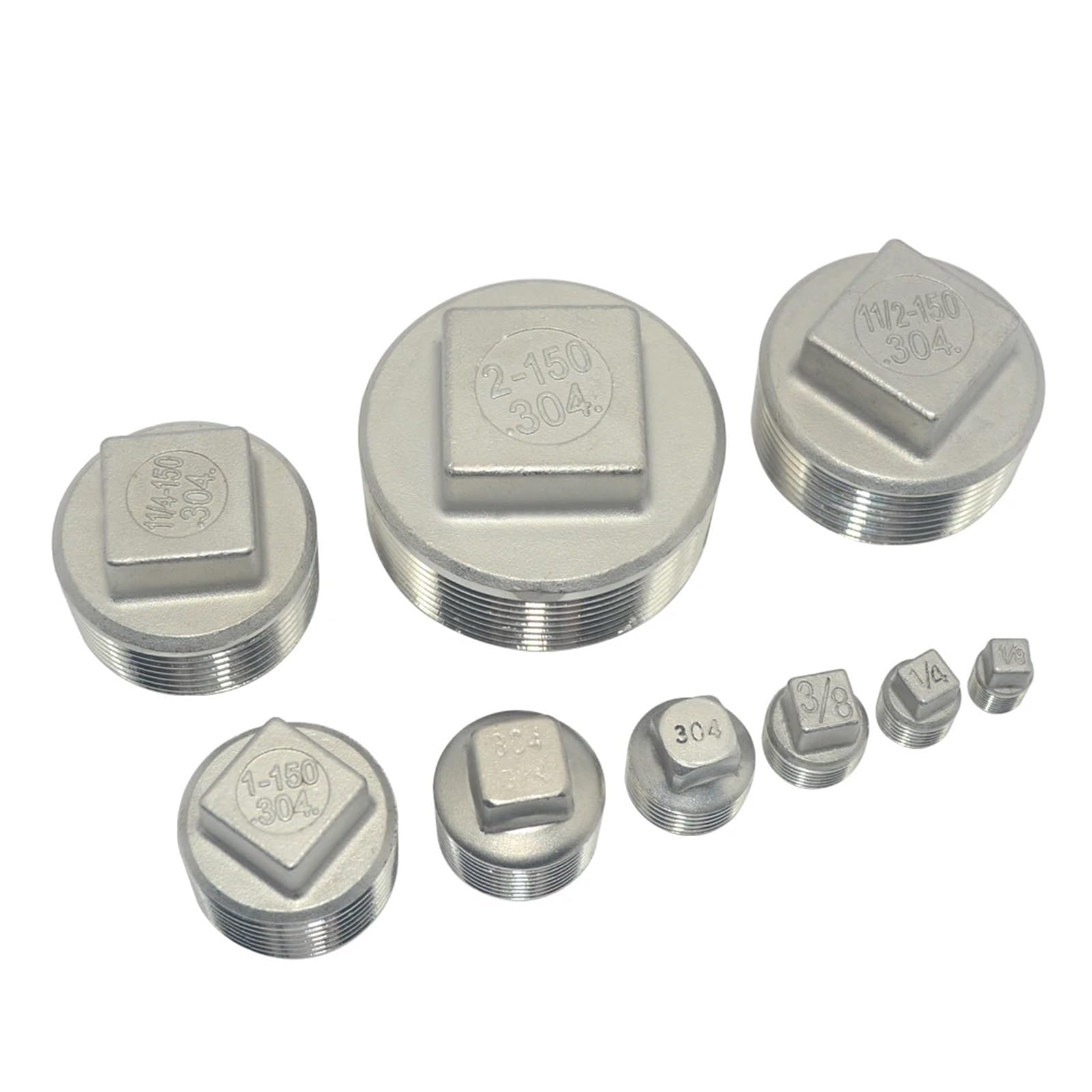 1pc 304 Stainless Steel Square Head Cap 1/8" 1/4" 3/8" 1/2" 3/4" 1" 1-1/4" 1-1/2" 2" BSP NPT Male Cap Tube Pipe Fittings(3/4") Brass Hose