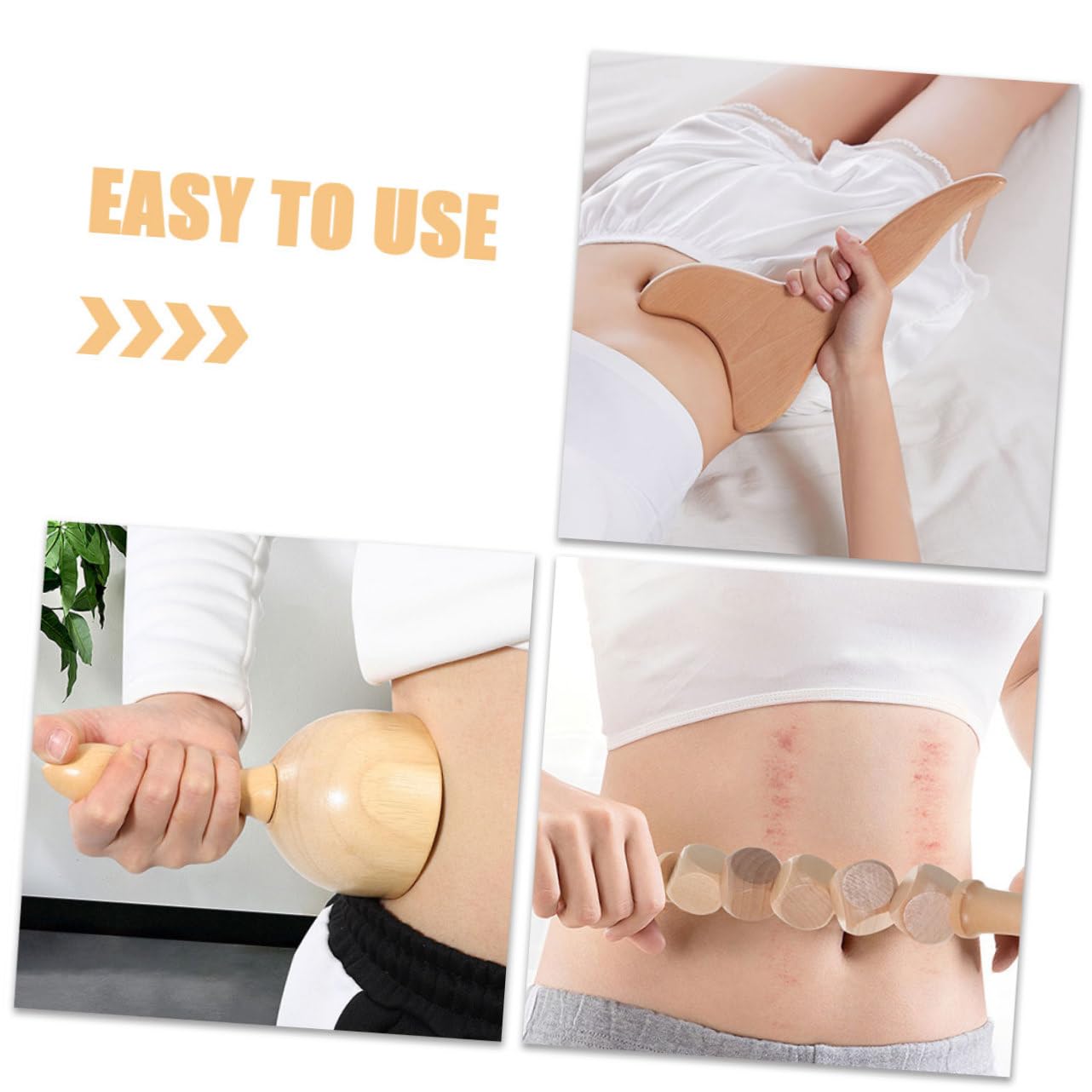 Set di Strumenti per Massaggio in Legno Rullo e Spatola per Massaggi Manuali, Leggeri e Riutilizzabili, per Rilassamento Muscolare a Casa