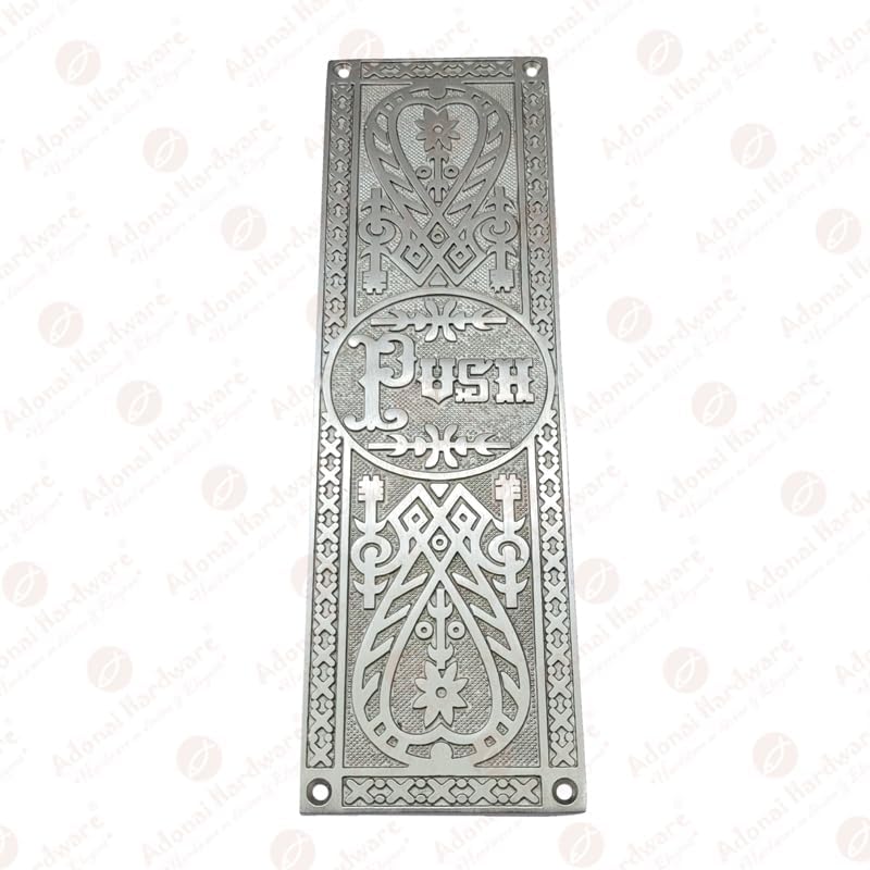 Adonai Hardware Decorative Brass Push Plate (10.2 Inch Push x 2 Pack, Satin Nickel)