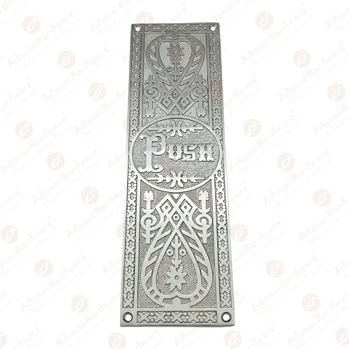 Adonai Hardware Decorative Brass Push Plate (10.2 Inch Push, Satin Nickel)