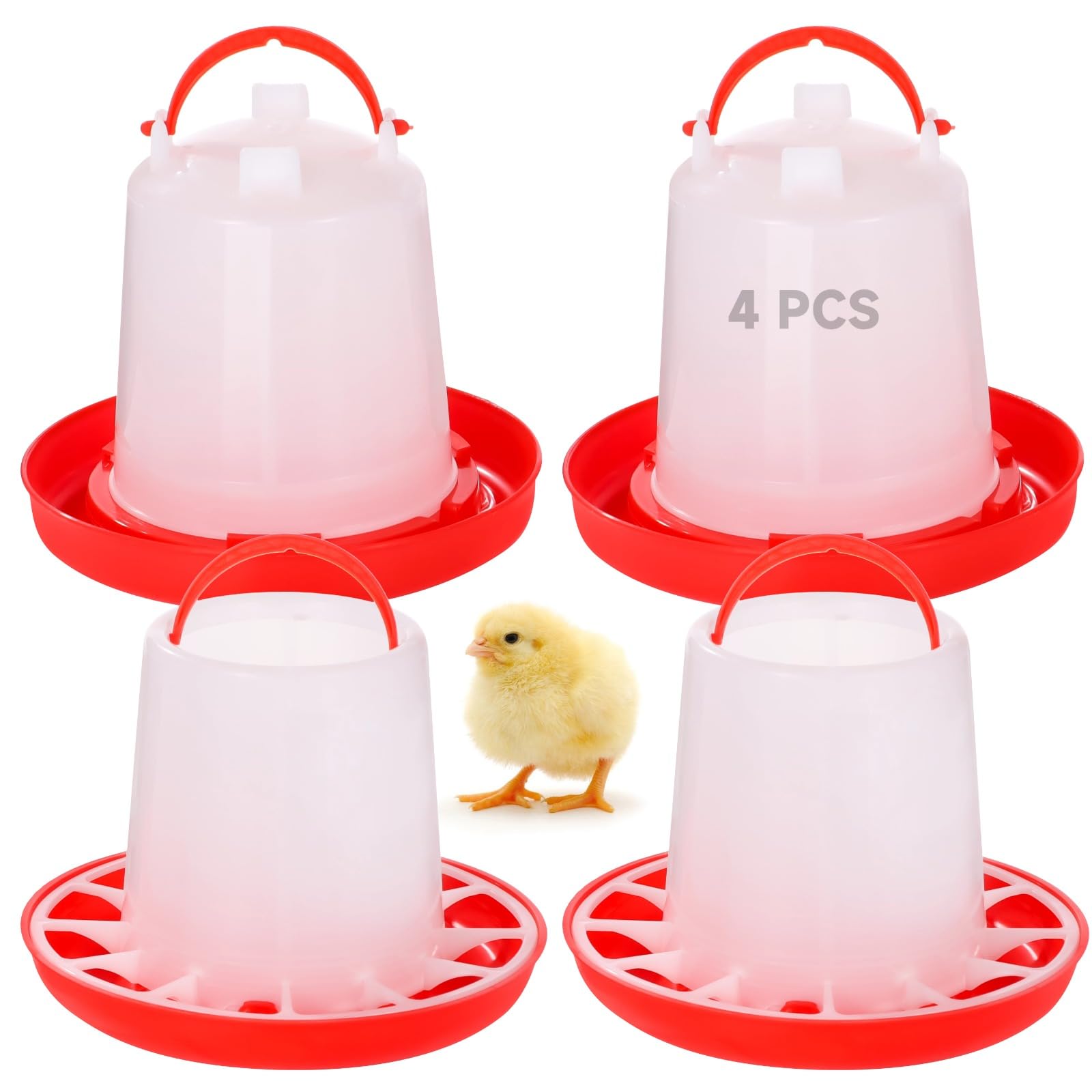 Chick Feeders & Waterers Set de 2 bebederos para aves de corral de 1,5 l y 2 comederos de 3,3 libras, recipientes de plástico colgantes para pollos, pavos, patos y más