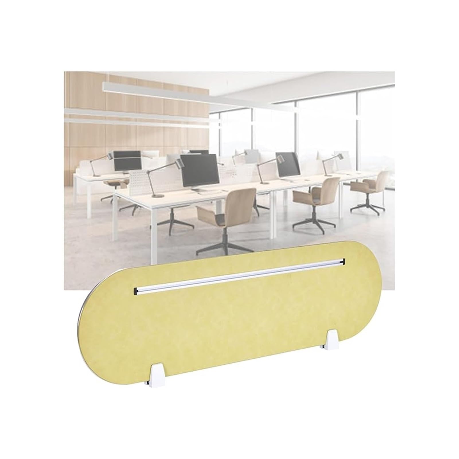 LWJSOCP Acoustic Desk Divider Panel with Support Feet Lightweight Freestanding Privacy Partition Grille for Office or Study Yellow 31.5x11.8in