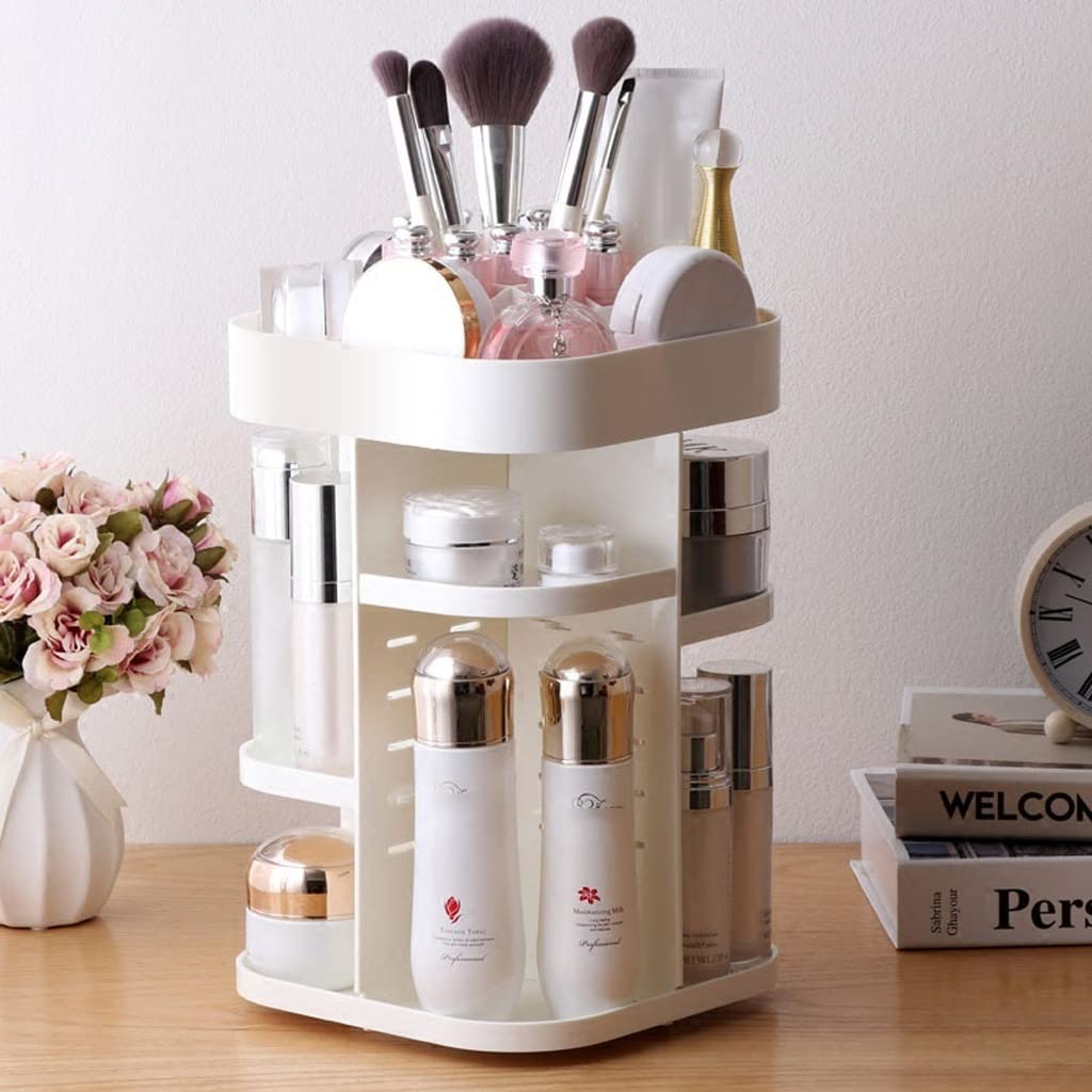Espositore girevole a 360 gradi, adatto per gioielli, pennelli da trucco, rossetto, prodotti per la cura della pelle, profumi, organizer