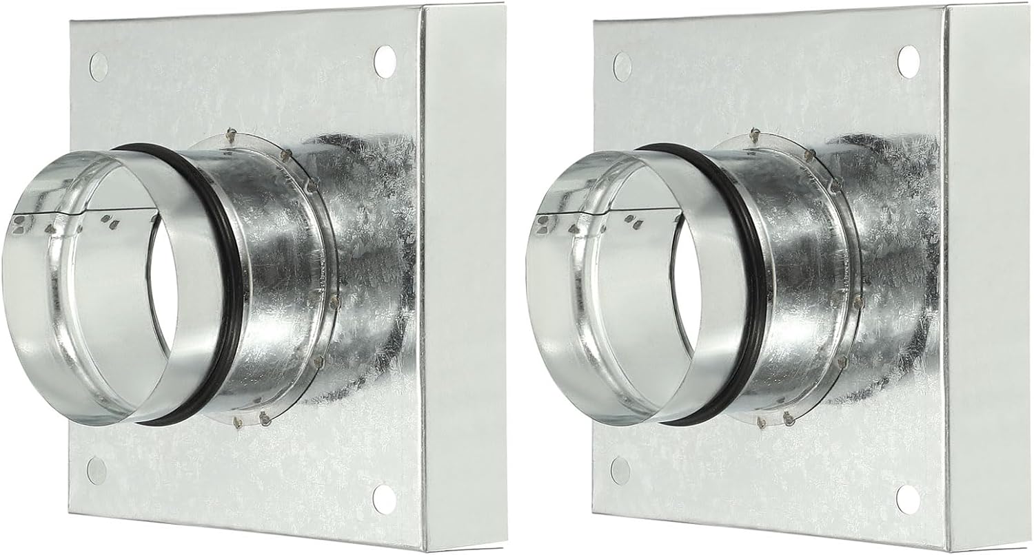 YOKIVE 2 Pcs Duct Connector Flange, Galvanized Steel Air Ducting Mounting Plate with Rubber Gasket, Great for Heating Cooling Ventilation HVAC Exhaust Fan System(3 Inch, Silver Tone)