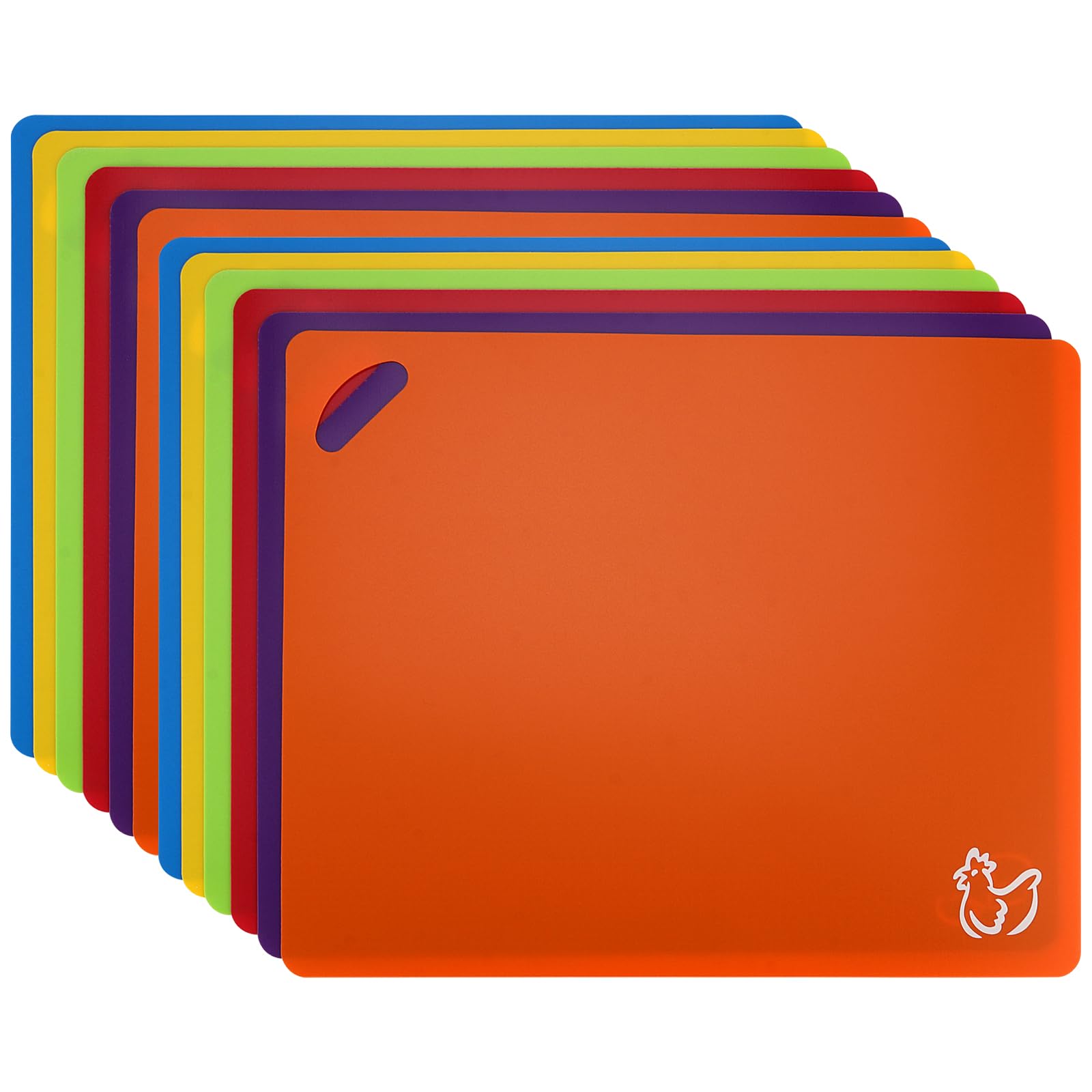 FUNSUEI Juego de 12 tablas de cortar de plástico flexible de 30 x 38 cm, juego de tablas de cortar flexibles de colores, juego de tablas de cortar extragruesas con agujeros, tablas grandes de plástico