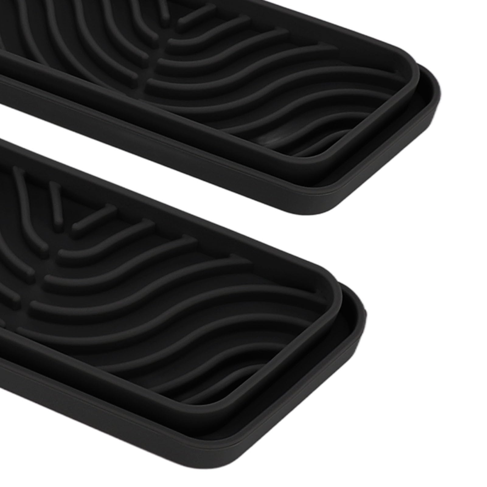 Bandeja antigoteo para refrigerador, bandeja antigoteo de silicona para refrigerador, para 2 unidades, color negro