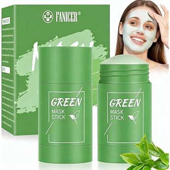 Pack of 2 Green Mask Stick Deep Cleansing Green Tea Purifying Clay Sticks Moisturising Green Tea Smearing Stick Skin Care for Women and Men All Skin Types