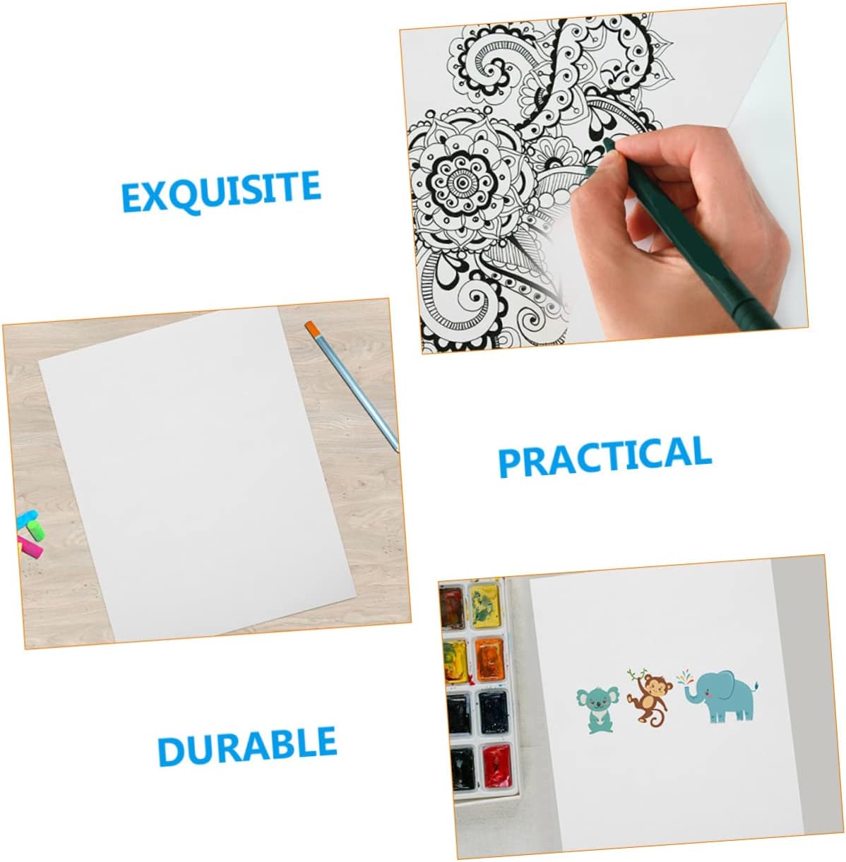 HOMSFOU 100sheets Watercolor Paper Drawing Paper for Boy Girl Art Painting Thick Non-Toxic for Outside DIY Projects
