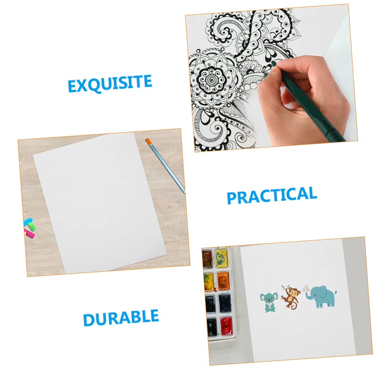 SEWACC 100feuilles Papier Aquarelle pour Garçon Fille Papier à Dessin Blanc Convient aux Feutres et Crayons de Couleur pour École Maison