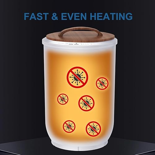 Miniatura 6 de Calentadores de toallas de lujo para baño, tapa de madera, cubo grande para calentador de toallas, apagado automático, se adapta a hasta dos toallas