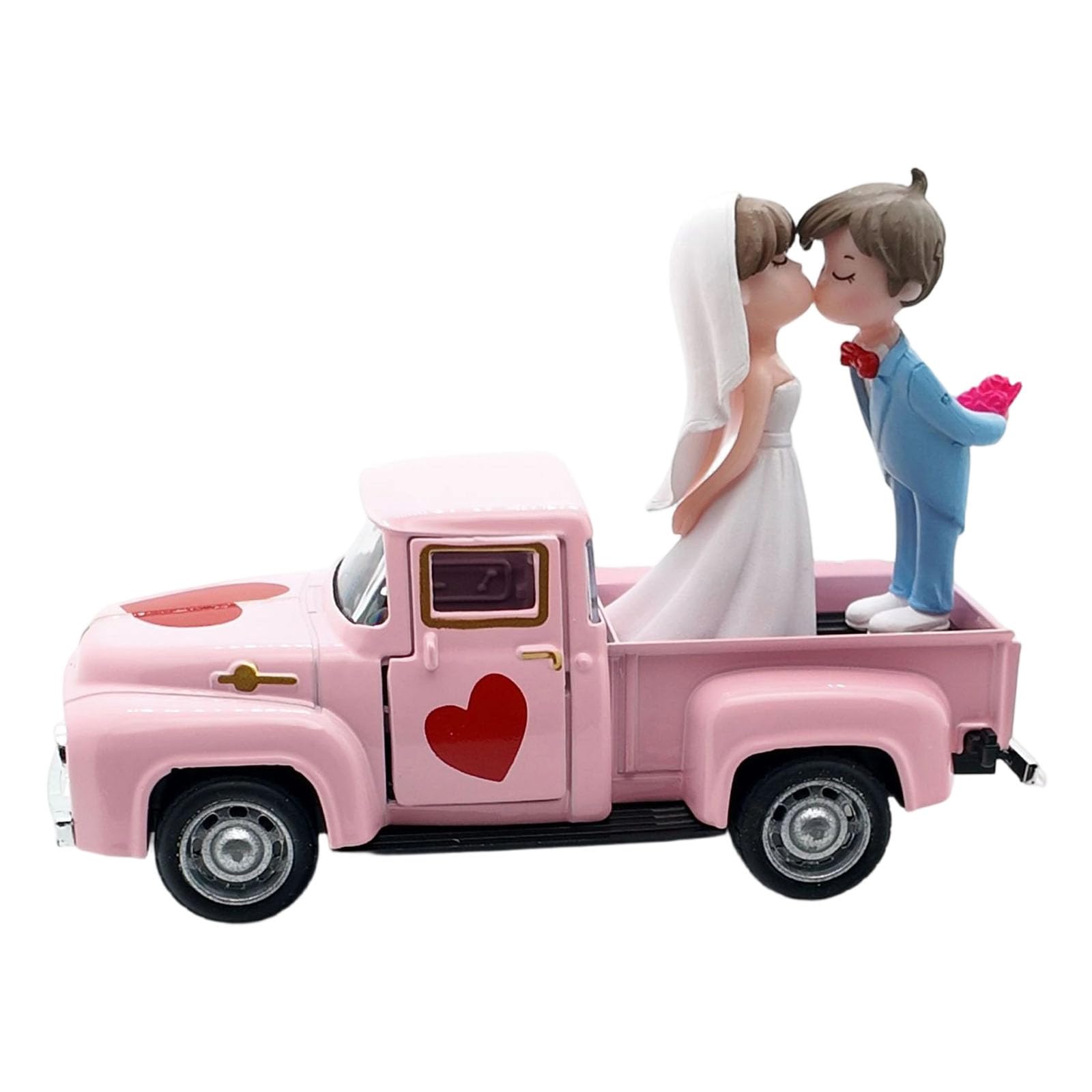 HDOYTXXM Classical Antique Metal Wedding Pickup Truck Ornament with Functional Door and Couple Figurines for Desktop Display Pickup Truck Decors