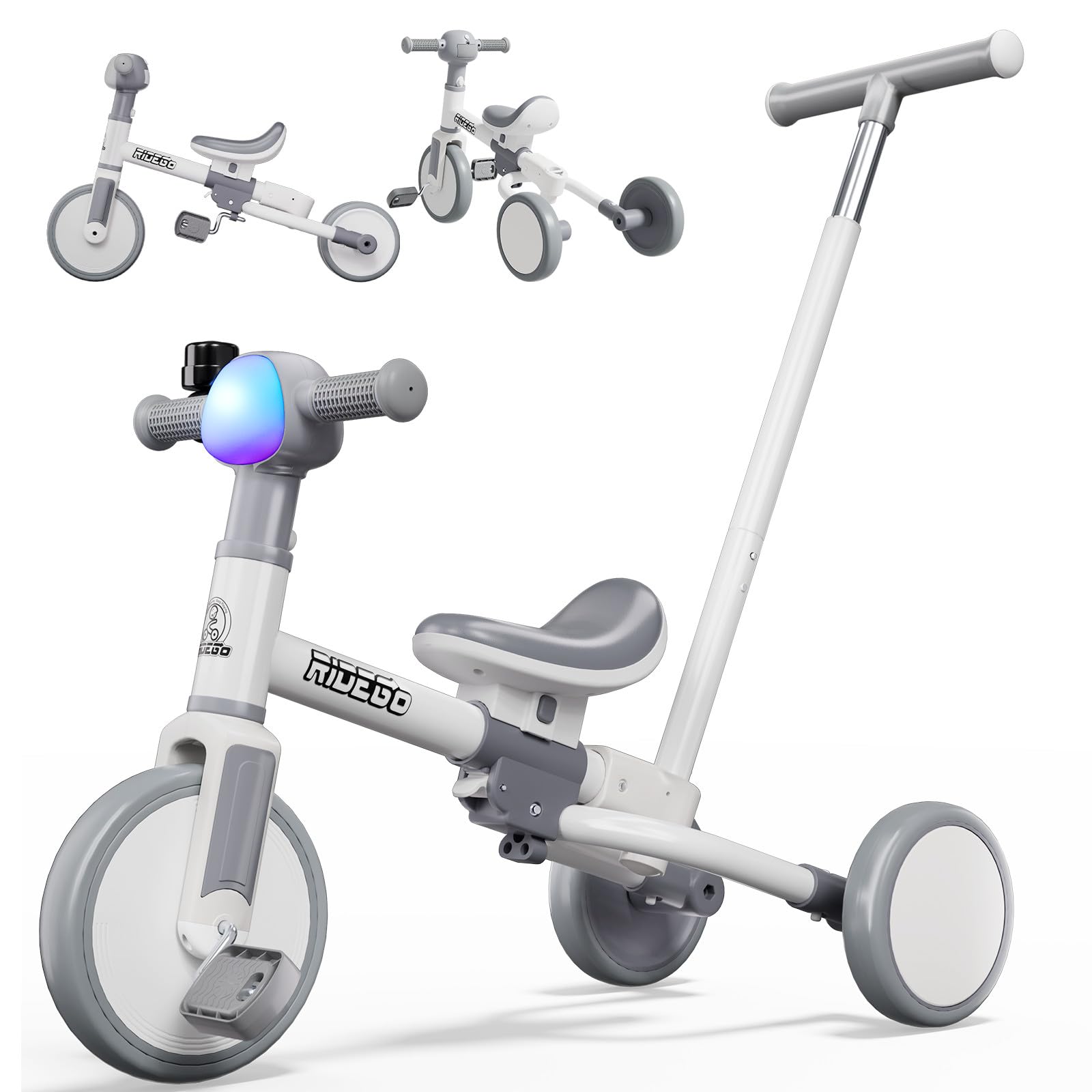 RIDIGO 子供用三輪車 5in1 手押し棒付き キッズバイク 4つの音楽 LEDライト ベル付き ランニングバイク Amazon.co.jp: 三輪車 RIDIGO 子供用三輪車 5in1 手押し棒付き