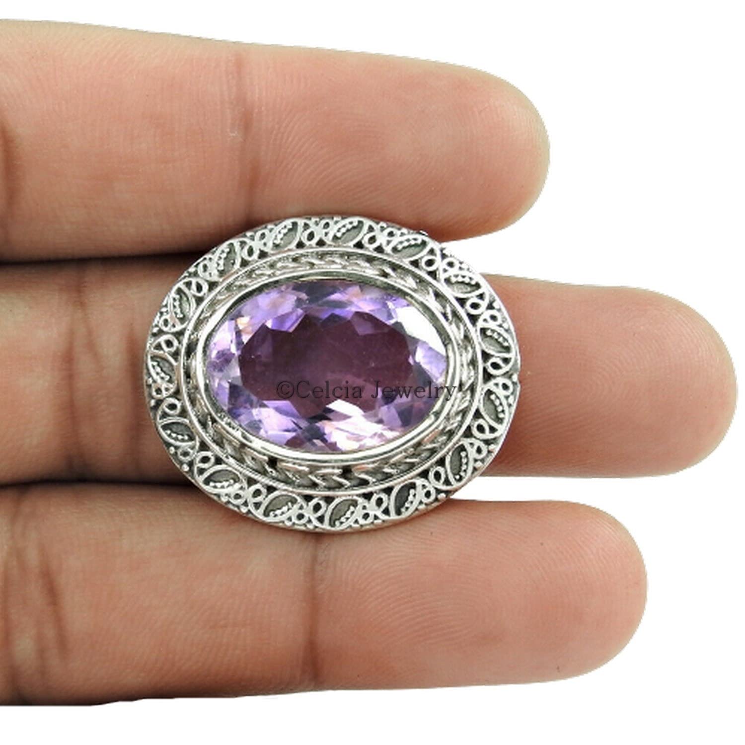 Anillo de piedras preciosas naturales de amatista, plata de ley 925, anillo de promesa, anillo de declaración, regalos de compromiso para mujeres, regalos de amistad, regalos del día de la madre