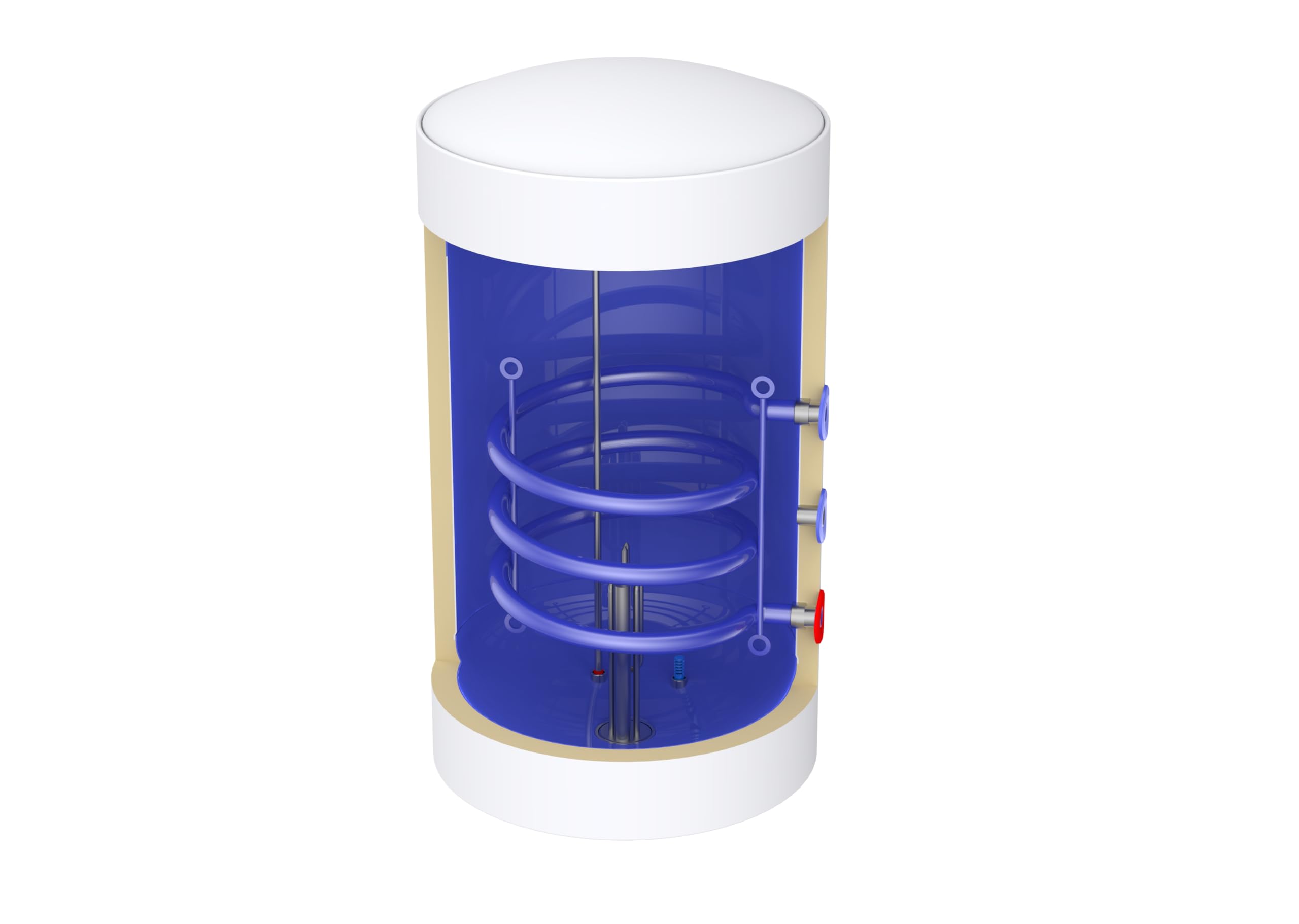 THERMEX Dual 100L Warmwasserspeicher mit Wärmetauscher rechts, elektrischer Boiler 1500W, 230V, 100 Liter, vertikal, Speicher-Wassererwärmer für Zentralheizung
