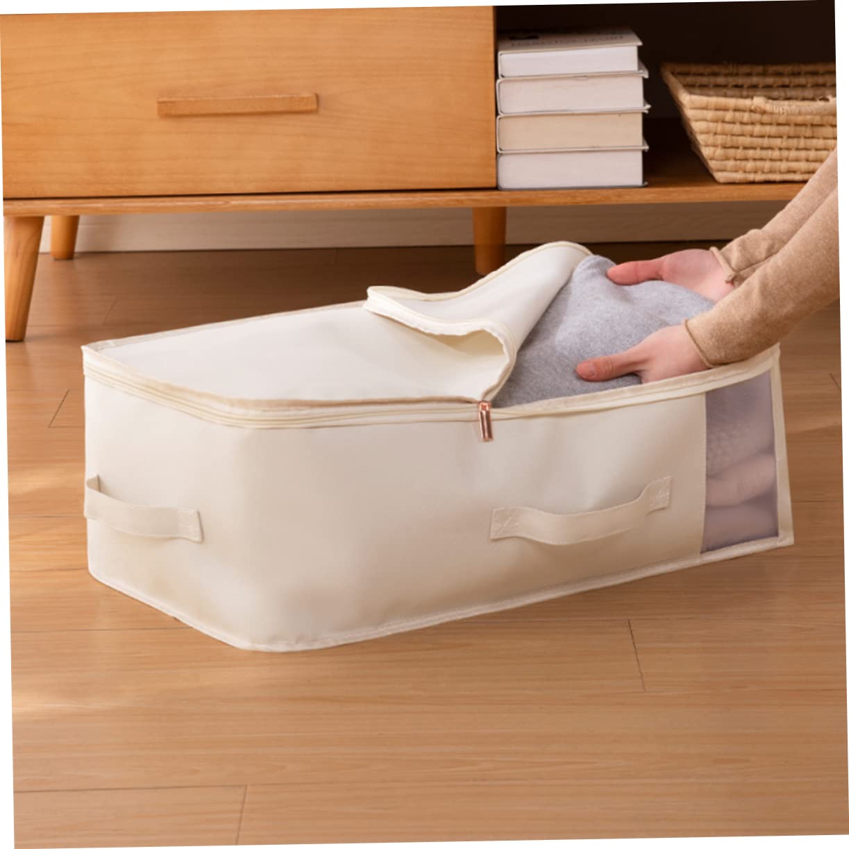 Ciieeo Large Capacity Comforter Storage Bag with Transparent Window for Organizing Blankets Quilts Clothes Design with Easy Open Zippers for Closets and Under Bed Storage