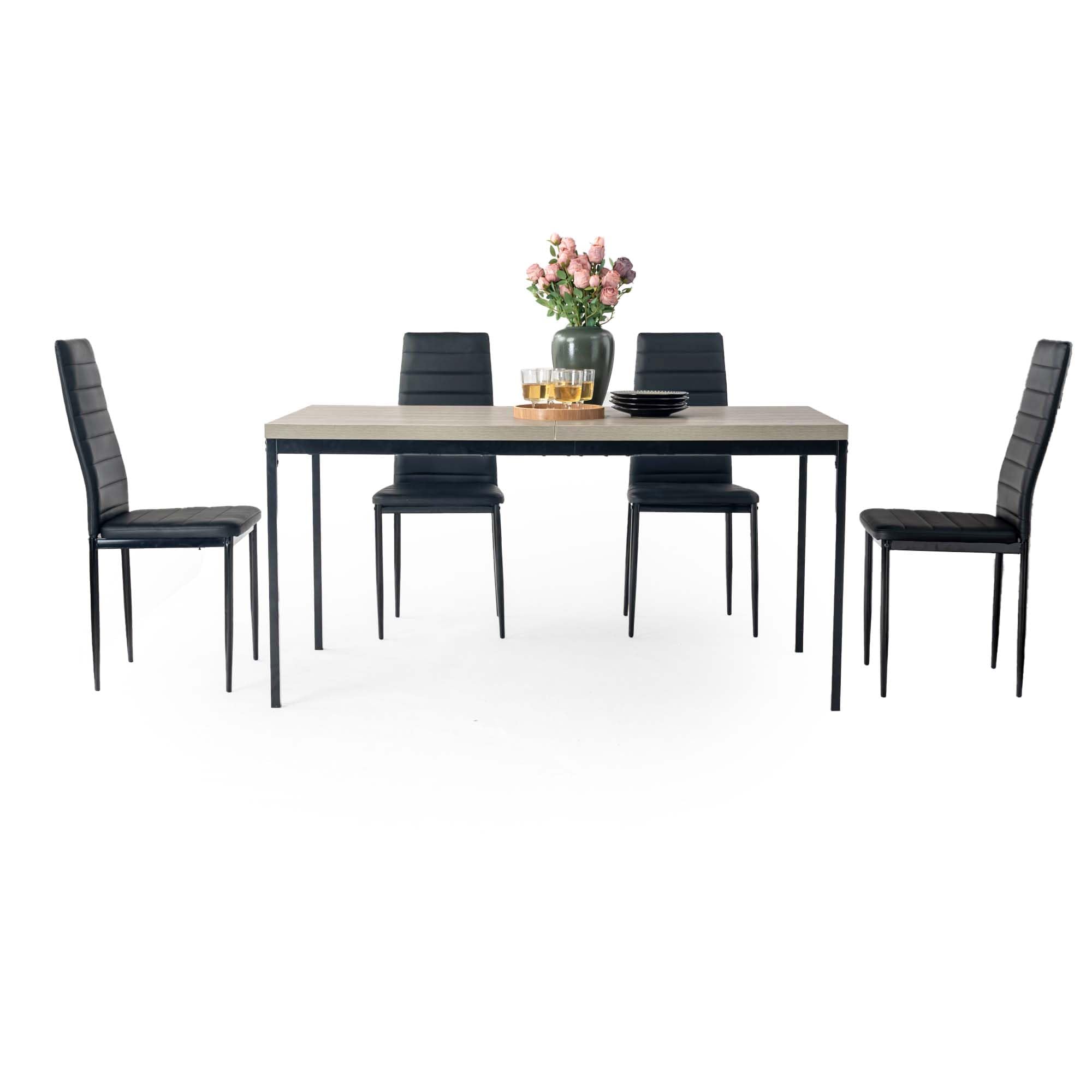 FurnitureR Tables de Cafétéria en Grise, Table de Cantine Scolaire pour 4 à 6 Personnes, Plateau en Bois Epais avec Structure Métallique, pour Les Repas et Les Réunions, 150x75x75cm