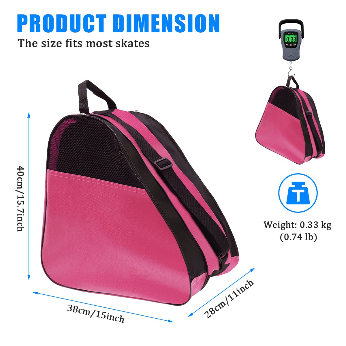 Borsa Per Pattini Zootop - Tessuto Oxford, Tracolla Regolabile, 3 Scomparti, 38x28x40cm, Traspirante