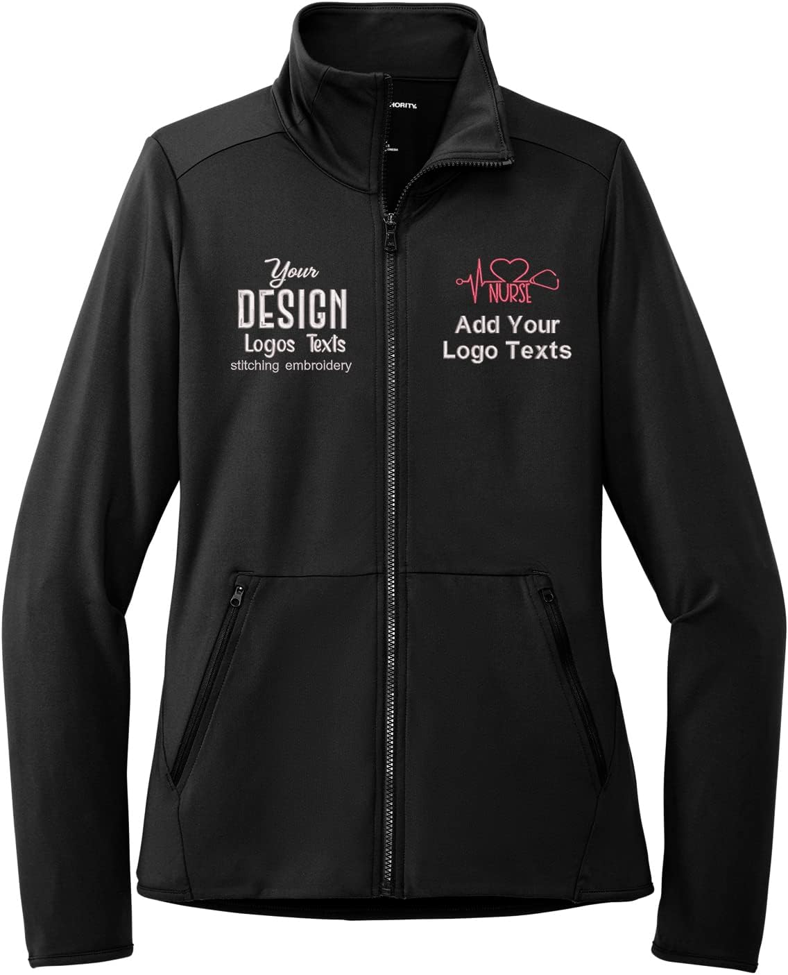 INK STITCH Women Lk595 Custom Personalized Embroidery Logo Texts Accord Stretch Fleece Jackets