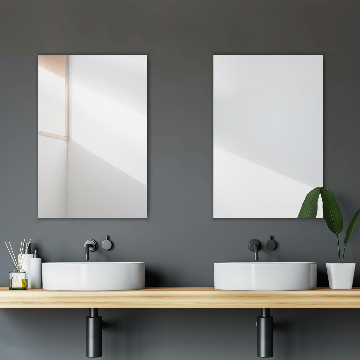 Miroir Rectangulaire Mural sans Cadre 40x60 cm, Miroir Salle de Bain Moderne, Miroir Mural Rectangulaire pour Salle de Bain, Salon, Chambre, Entree Maison