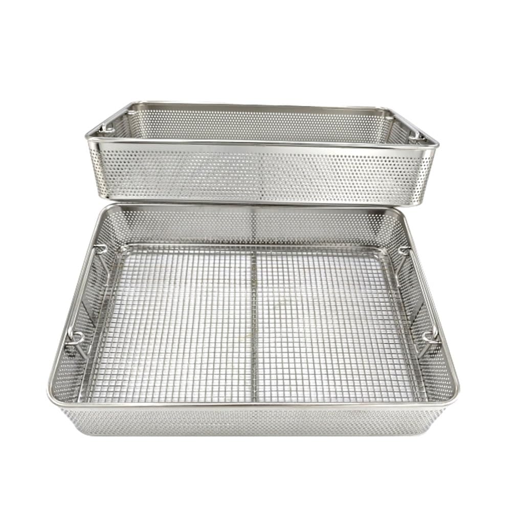 Bandeja de esterilización, Cesta de desinfección para Equipos médicos, Malla Perforada de Acero Inoxidable 304 para Instrumental Dental y médico.