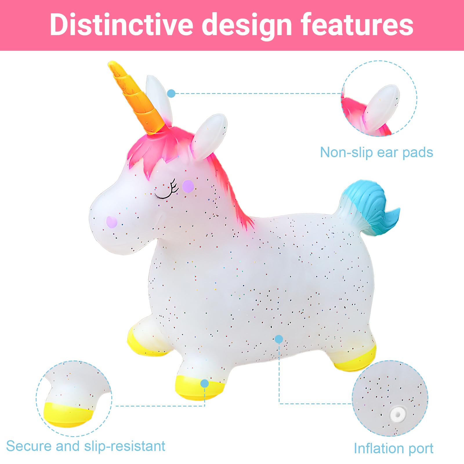 Animal Saltador, Caballo Saltador,Juguete Saltador para Niños, Uso en Interiores/Exteriores, Regalo para Niños, Regalos de Cumpleaños, Regalos Festivos (Transparente)