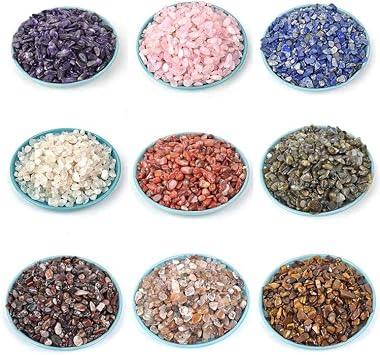 200g Yellow Natural Crystal Crushed Stone 9-12mm Polished Aromatherapy Stone, Natural Crystal raw Stone demagnetization Stone Fish Tank, Garden Decoration Crushed Stone