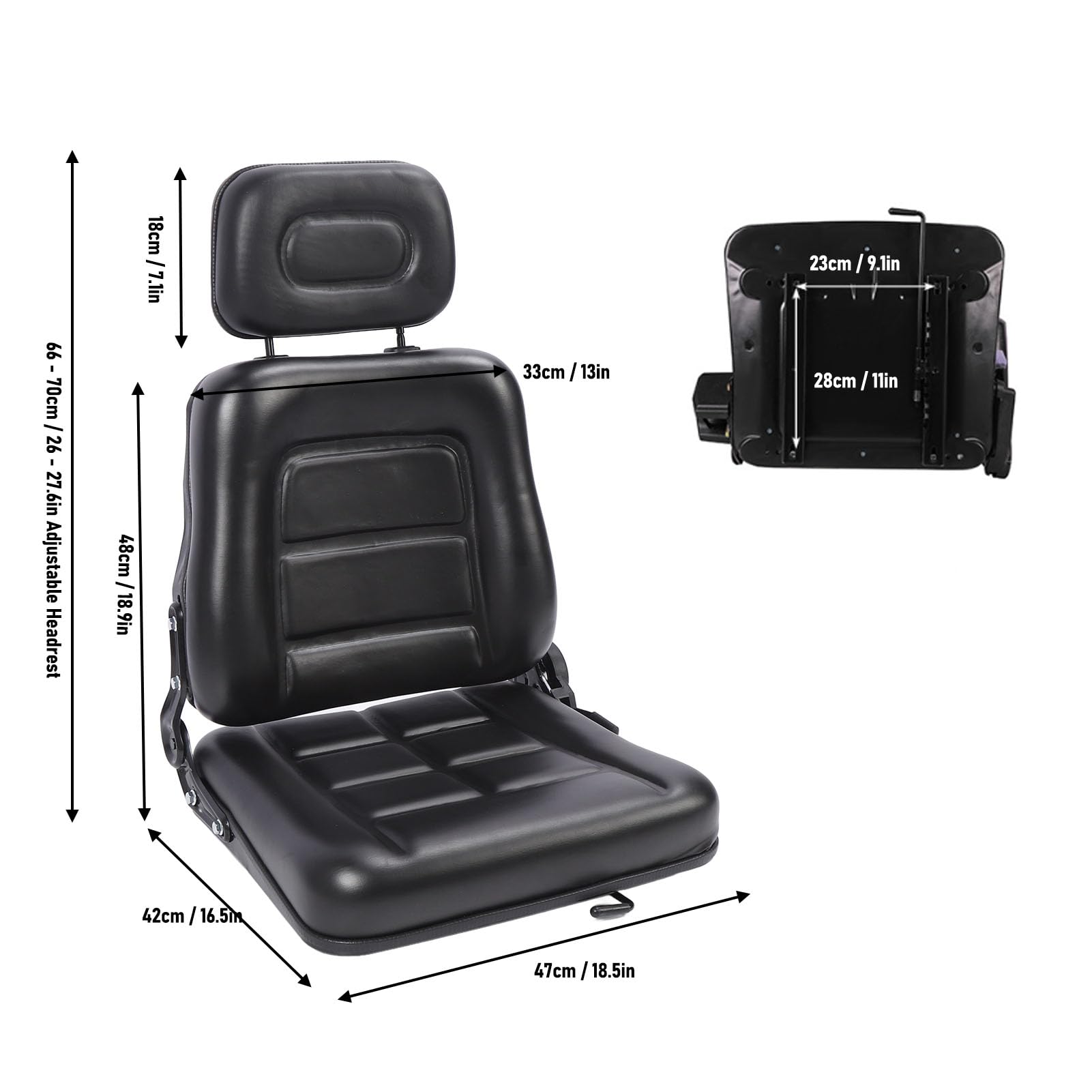 Aramox Gabelstaplersitz 3 Fach Verstellbar Schwarz Für Traktor Bagger