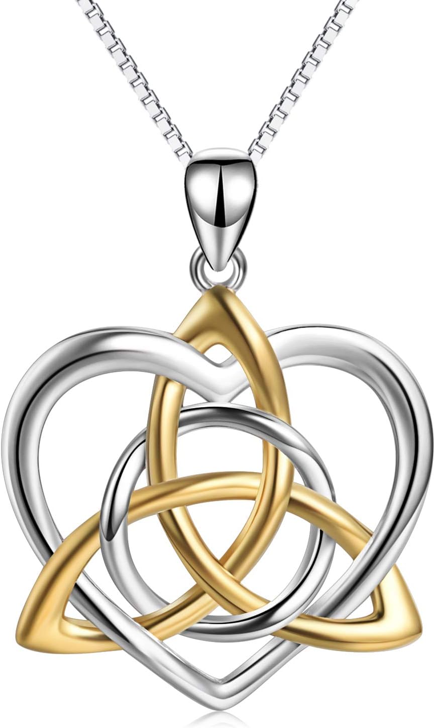 Celtic Jewelry Necklace Gifts Sterling Silver Good Luck Irish Vintage Triquetra Trinity Celtics Love Knot Pendant Necklace Christmas Gifts for Women Mother