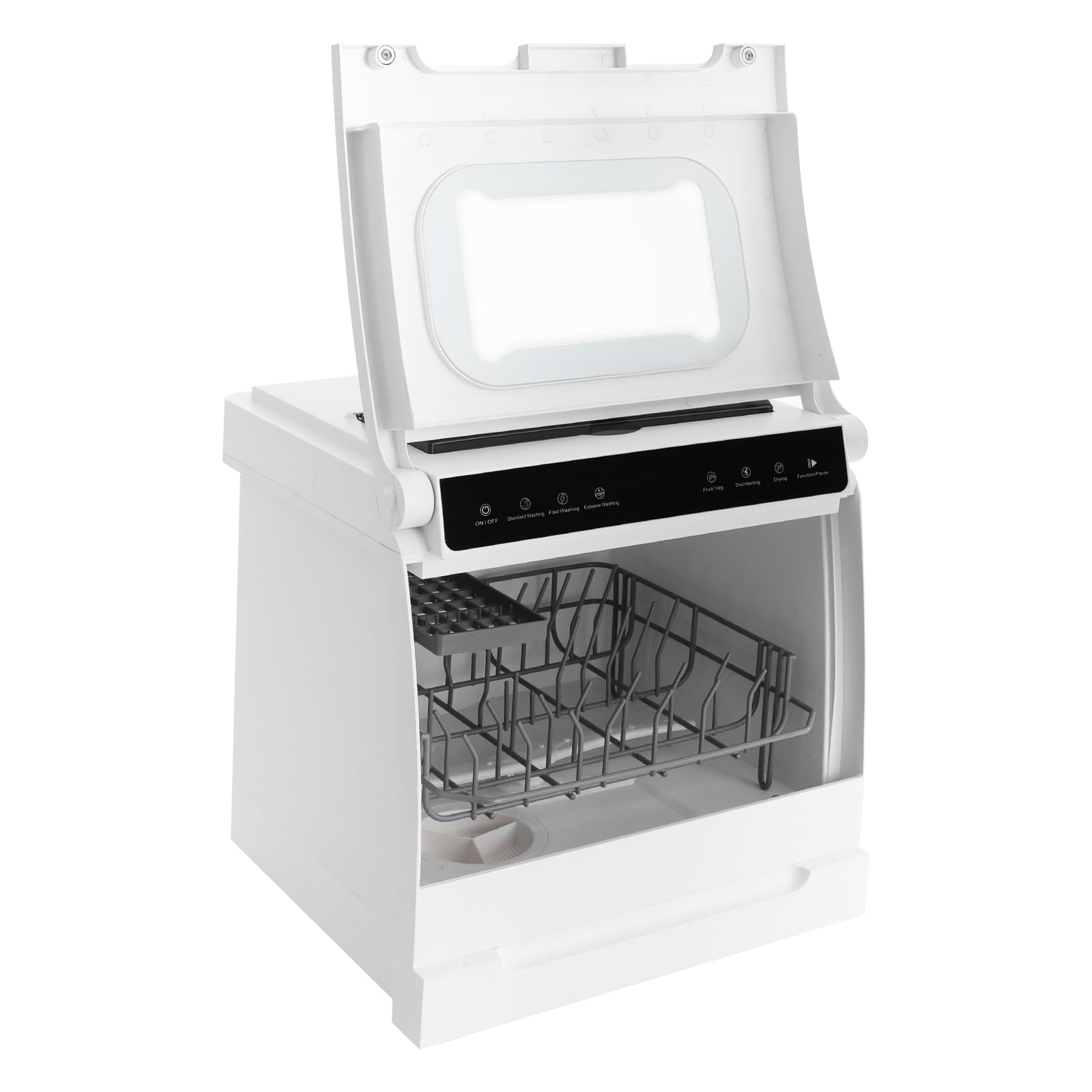 Lavastoviglie da tavolo 1100W con 5 programmi e asciugatura ad aria calda, per 4-6 persone, 72h di conservazione, pannello di controllo touch, finestra, silenzioso 52dB, per appartamento, camper