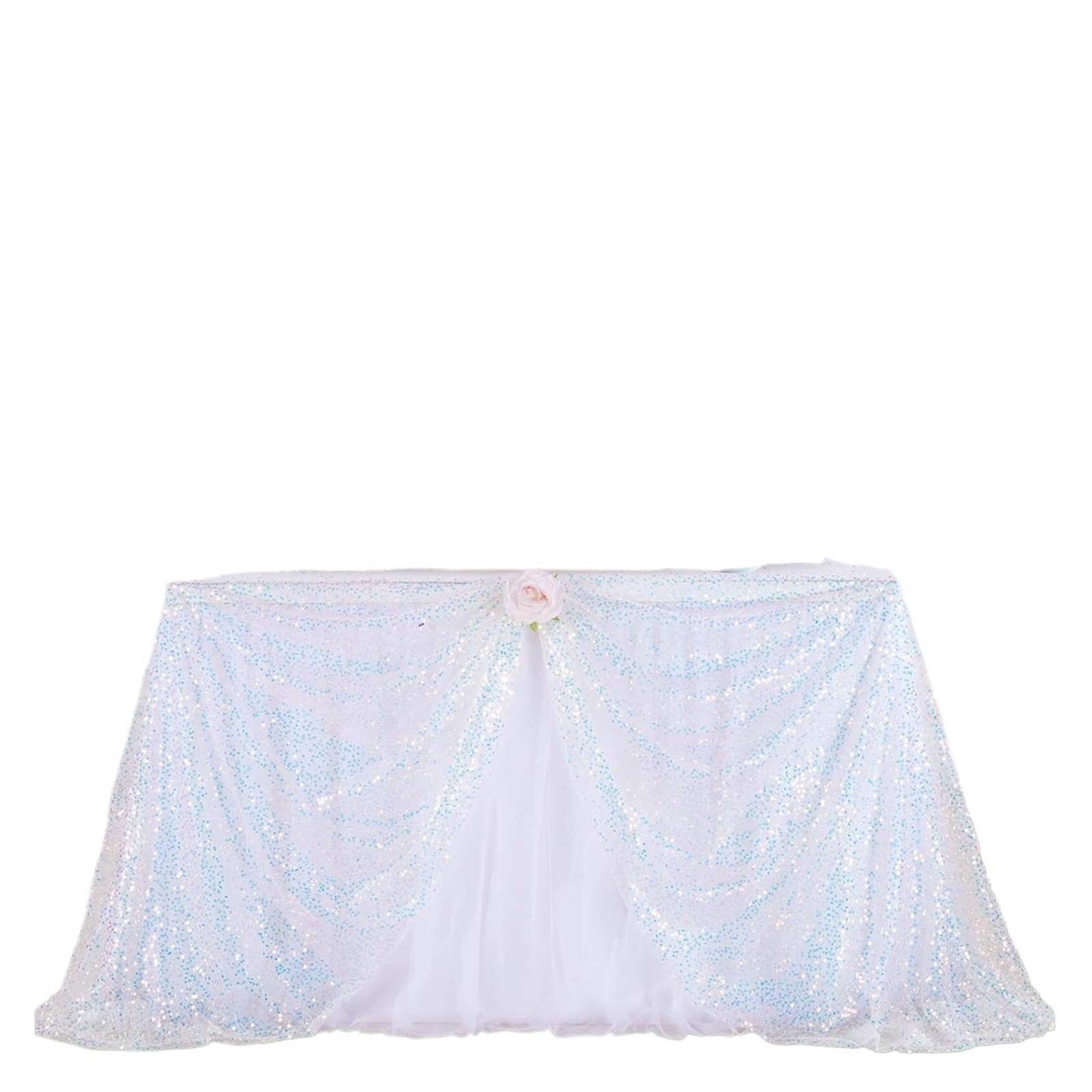 EKalgretrA Sequin Tablecloth Sequin Tablecloth Iridescent Table Cover Sparkly Cloth for Party Decorations(White,125x180cm)
