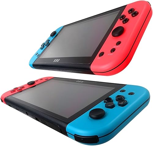 Miniatura 6 de 2025 Update X80 Consola de juegos portátil, salida HD de 7 pulgadas, consola de videojuegos portátil de videojuegos (azul y rojo)