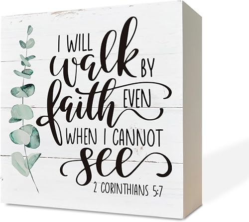 Letrero cristiano, decoración de las Escrituras, caja de madera, decoración de escritorio, decoración del hogar estilo granja, decoración de