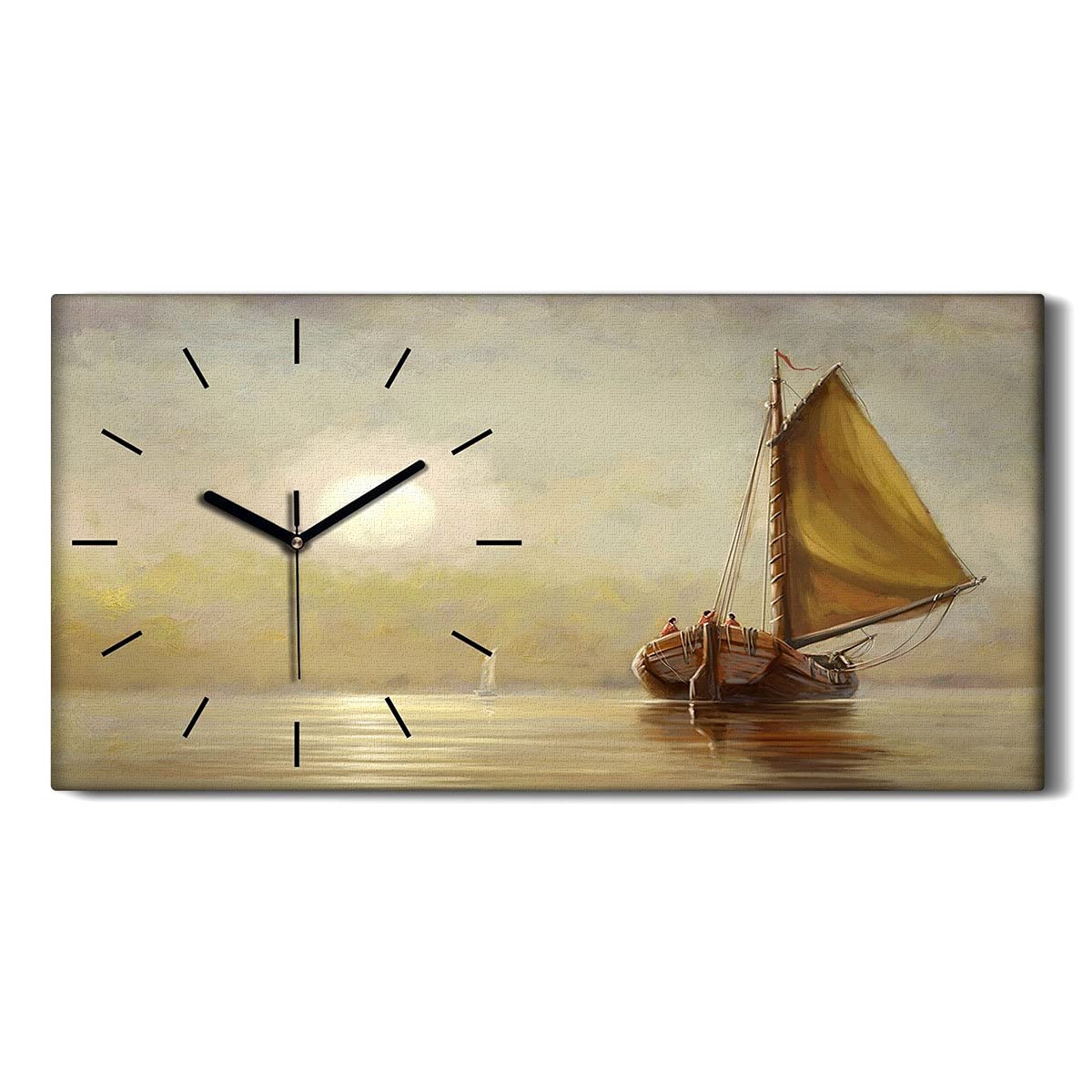 Horloge sur Toile d'Art Moderne 60x30cm Décoration Murale de Prestige
